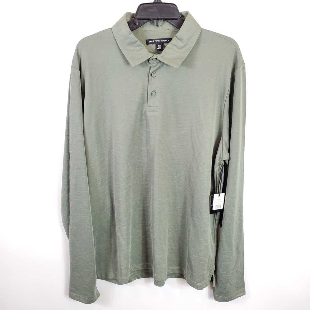 Saks Fifth Avenue Men Olive Green Polo Shirt XL N… - image 1
