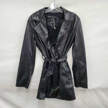 Bershka WM's Black Faux Leather Belted Jacket Siz… - image 1