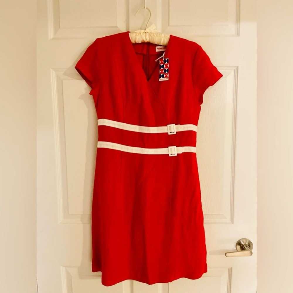 Marmalade Shop 100% Linen Dress Size M Red White … - image 1