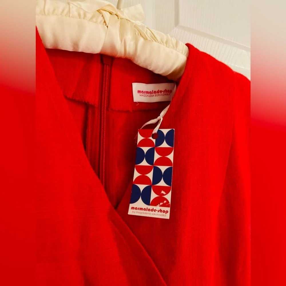 Marmalade Shop 100% Linen Dress Size M Red White … - image 2