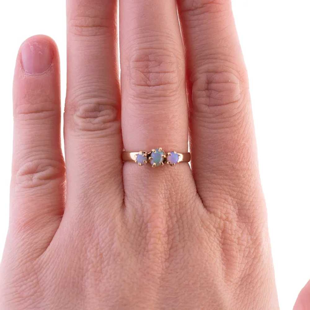 Upcycled Opal Three Stone Ring - image 4