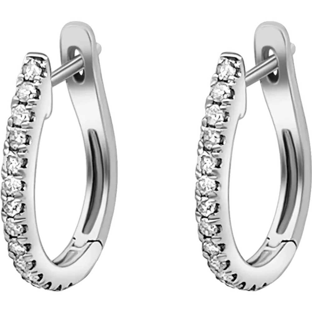 Natural 4/10 CTTW Diamond Hoop Earrings in 14K So… - image 1