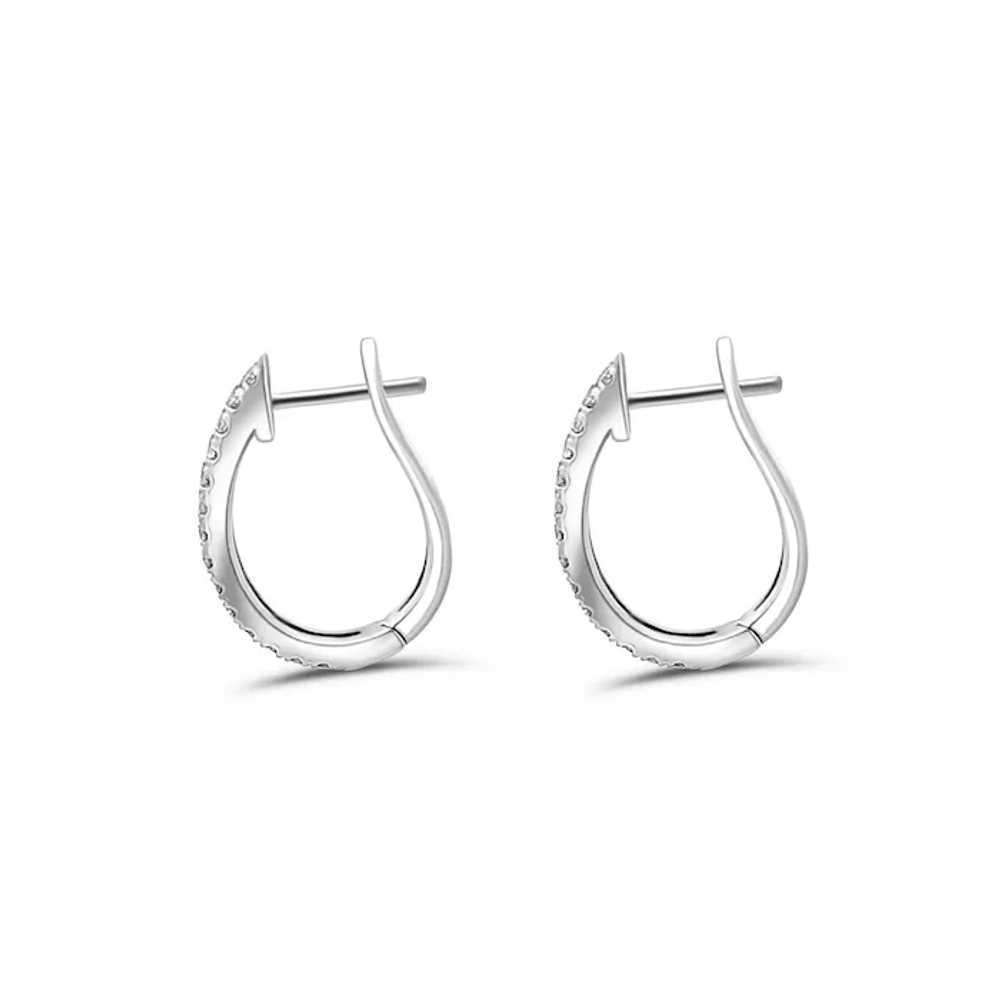 Natural 4/10 CTTW Diamond Hoop Earrings in 14K So… - image 2