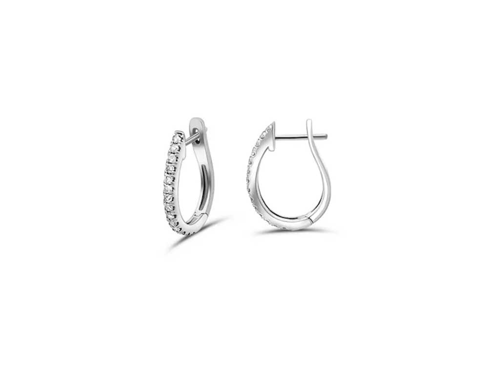 Natural 4/10 CTTW Diamond Hoop Earrings in 14K So… - image 7