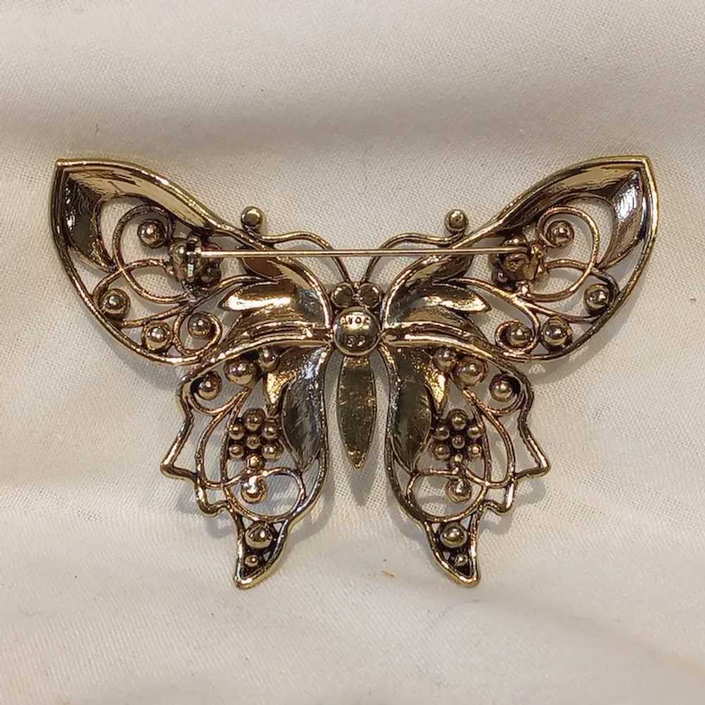 Avon blue enamel rhinestone butterfly pin in orig… - image 3