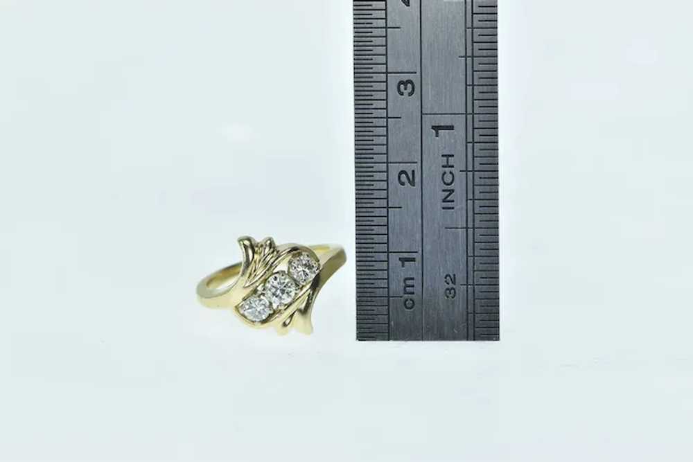 14K 0.37 Ctw Diamond Three Stone Bypass Ring Size… - image 4