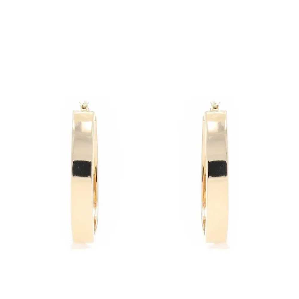 Yellow Gold Oval Hoop Earrings - 14k Pierced - image 2