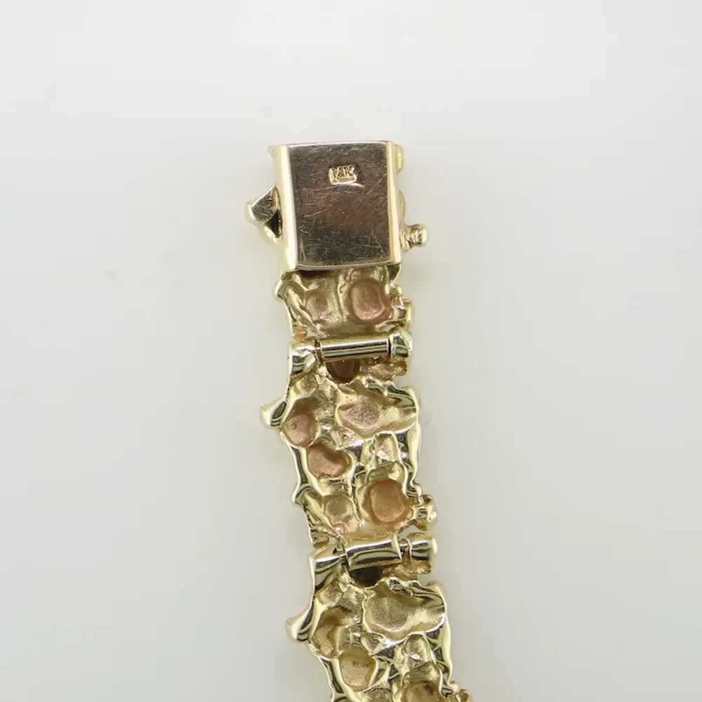 14K Yellow  Gold Cast  Nugget Style  Bracelet - image 5