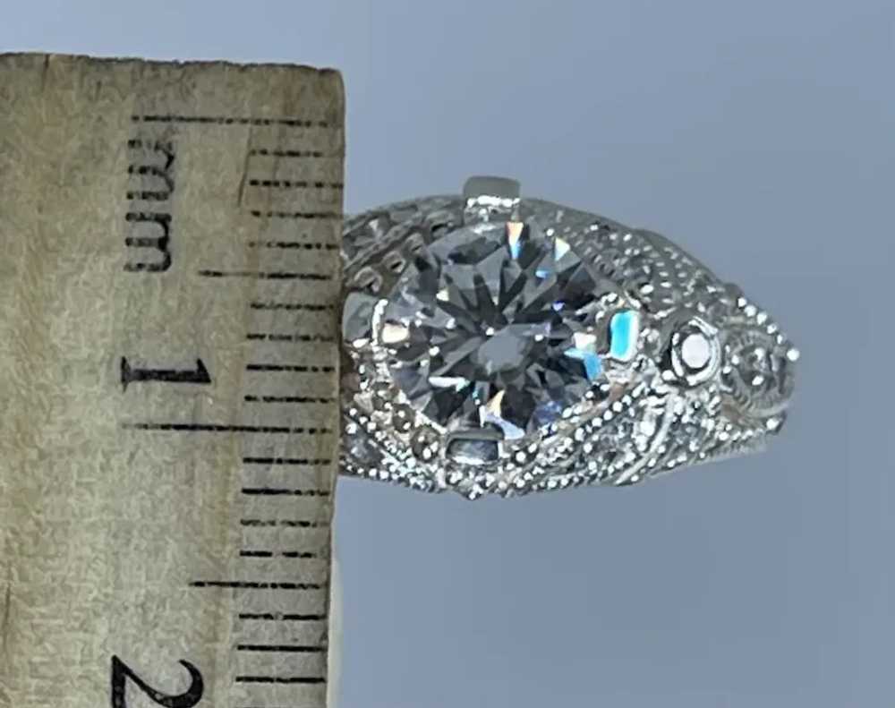 14k Moissanite & Diamonds Hand Crafted Ring - image 4