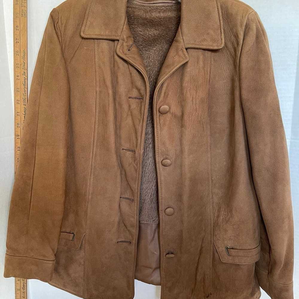 Brown Soft Suede Leather look Ladies Jacket - image 1