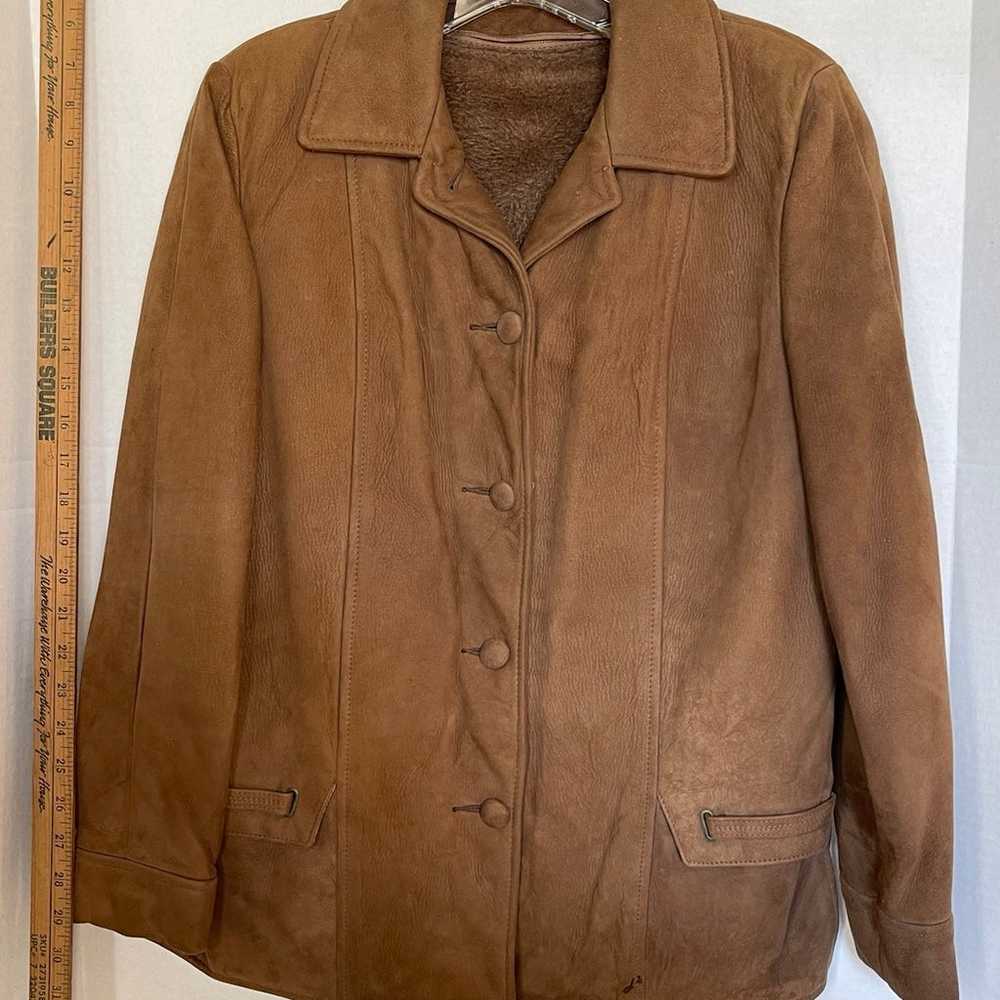 Brown Soft Suede Leather look Ladies Jacket - image 7