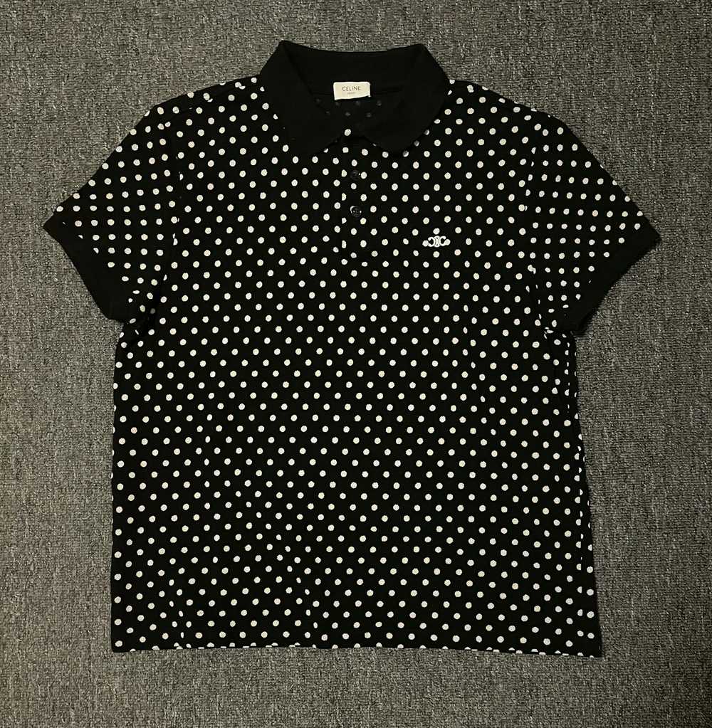 Celine CELIN unisex white dot polo T-shirt size L - image 3