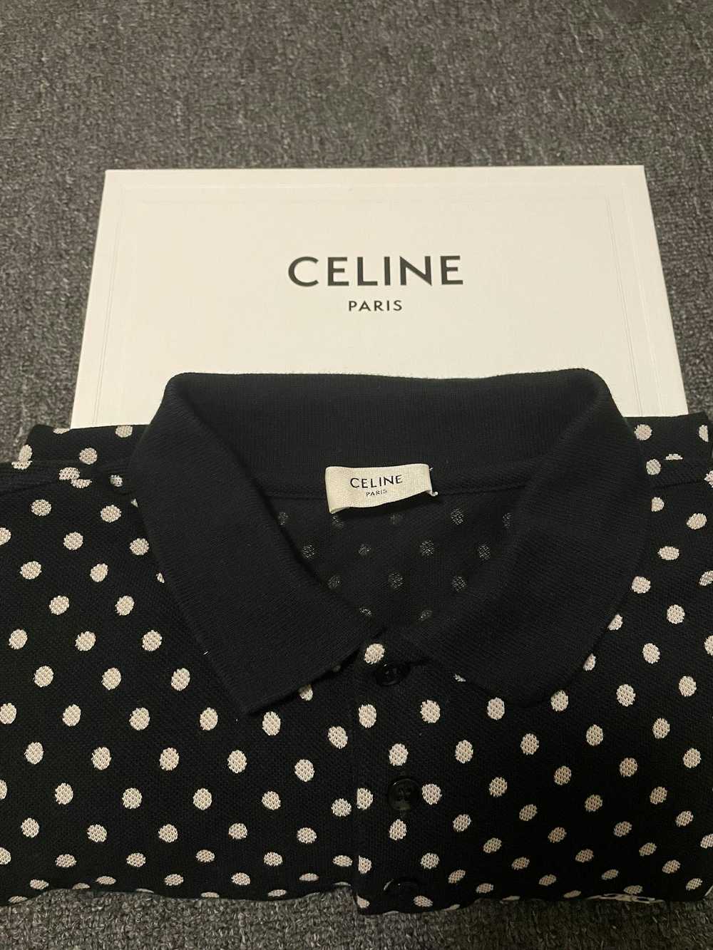 Celine CELIN unisex white dot polo T-shirt size L - image 5