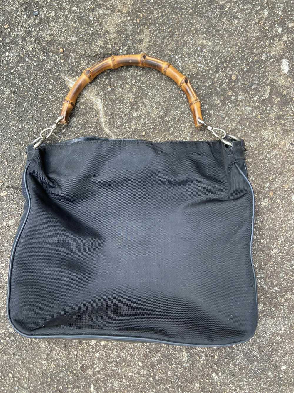 Gucci × Vintage GUCCI Bamboo Hand/Carry bag black… - image 3