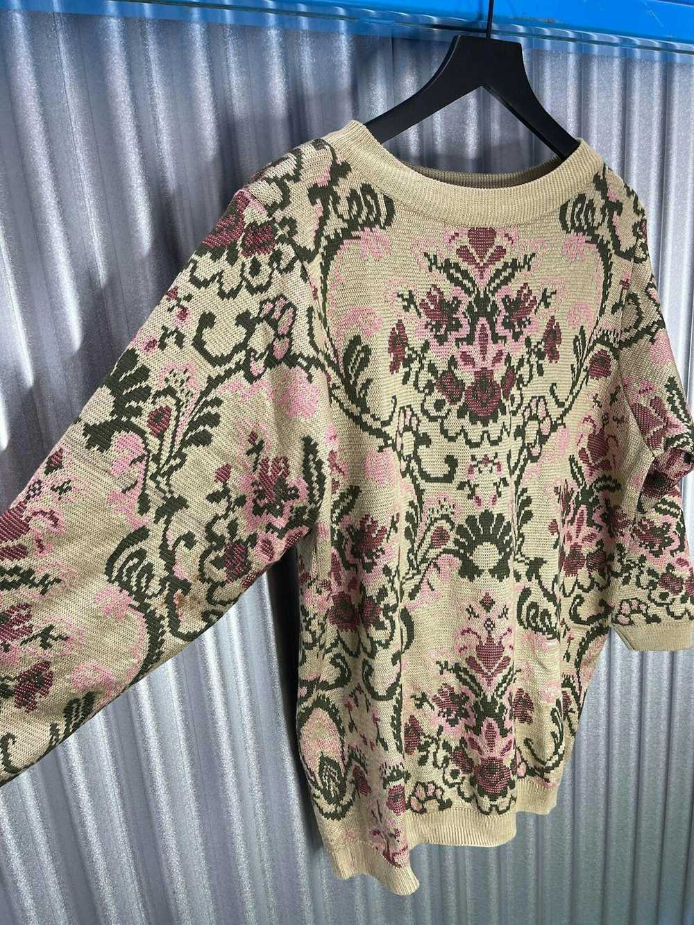 Designer Anne Pinkerton Floral Acrylic Sweater - image 2