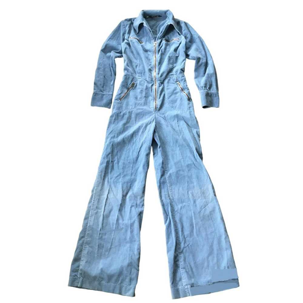 Vintage Hippie 60’s 70s faded blue corduroy flare… - image 1