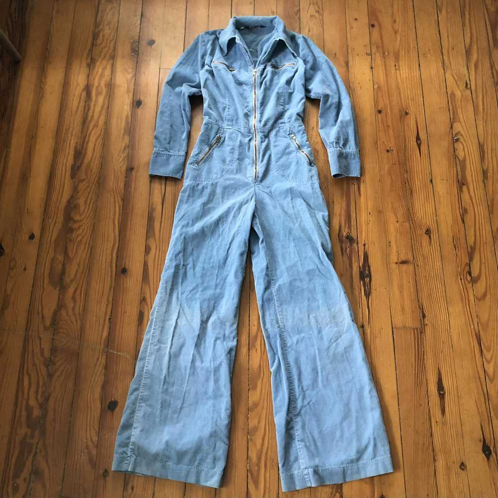 Vintage Hippie 60’s 70s faded blue corduroy flare… - image 9