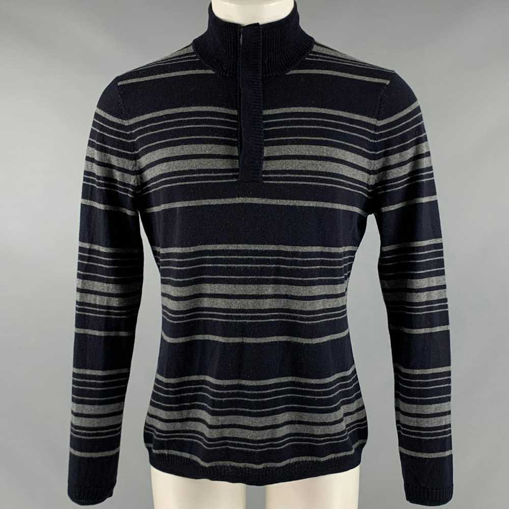 Elie Tahari Navy Grey Stripe Merino Wool Long Sle… - image 1