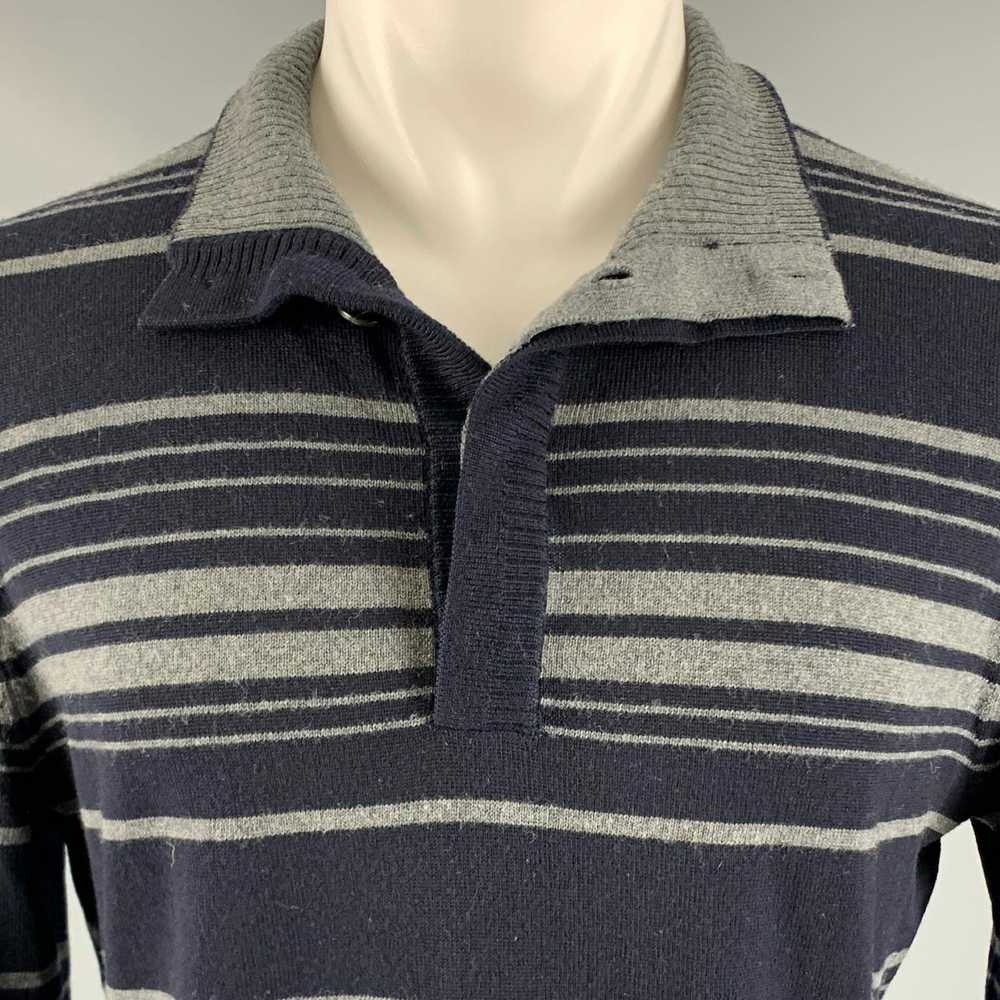 Elie Tahari Navy Grey Stripe Merino Wool Long Sle… - image 2