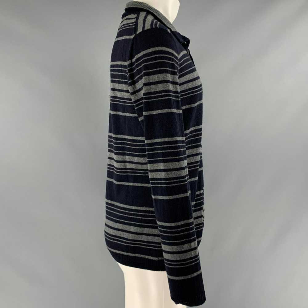 Elie Tahari Navy Grey Stripe Merino Wool Long Sle… - image 3