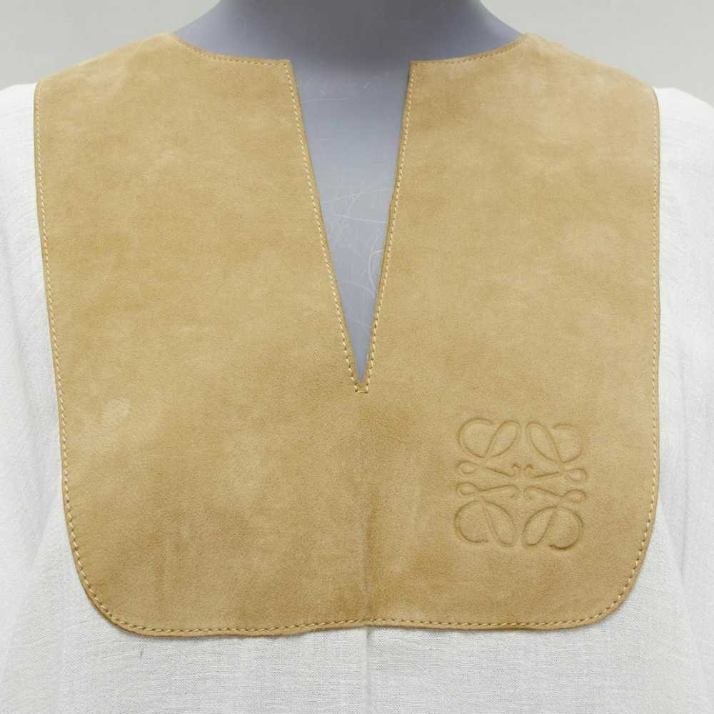 Loewe LOEWE white cotton brown suede logo anagram… - image 2