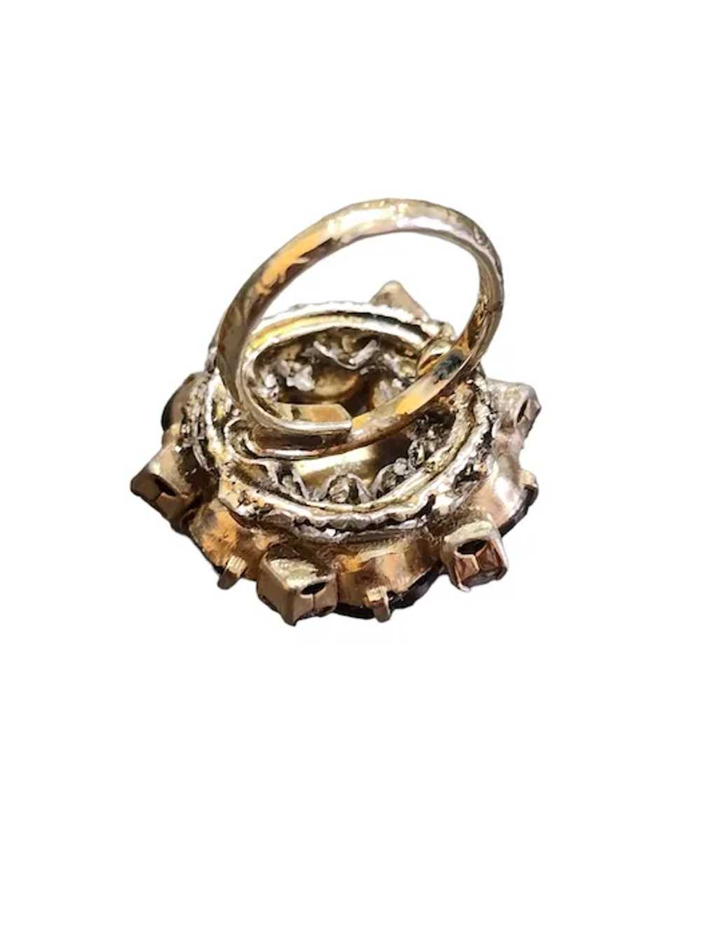 Vintage Rhinestone Adjustable Ring (A3724) - image 4