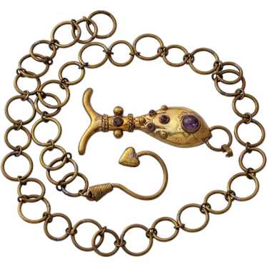 Hubert Harmon Fish Pendant Necklace Belt 1940s, B… - image 1