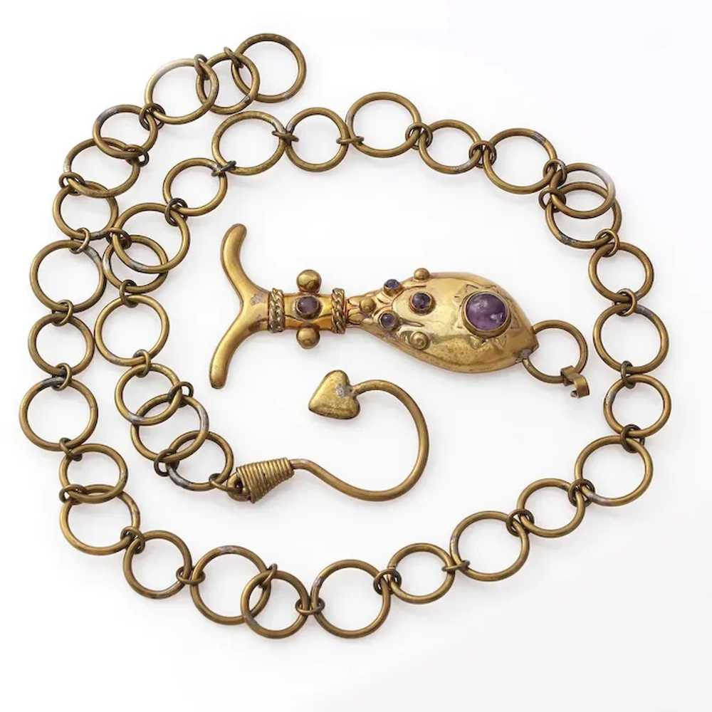 Hubert Harmon Fish Pendant Necklace Belt 1940s, B… - image 3