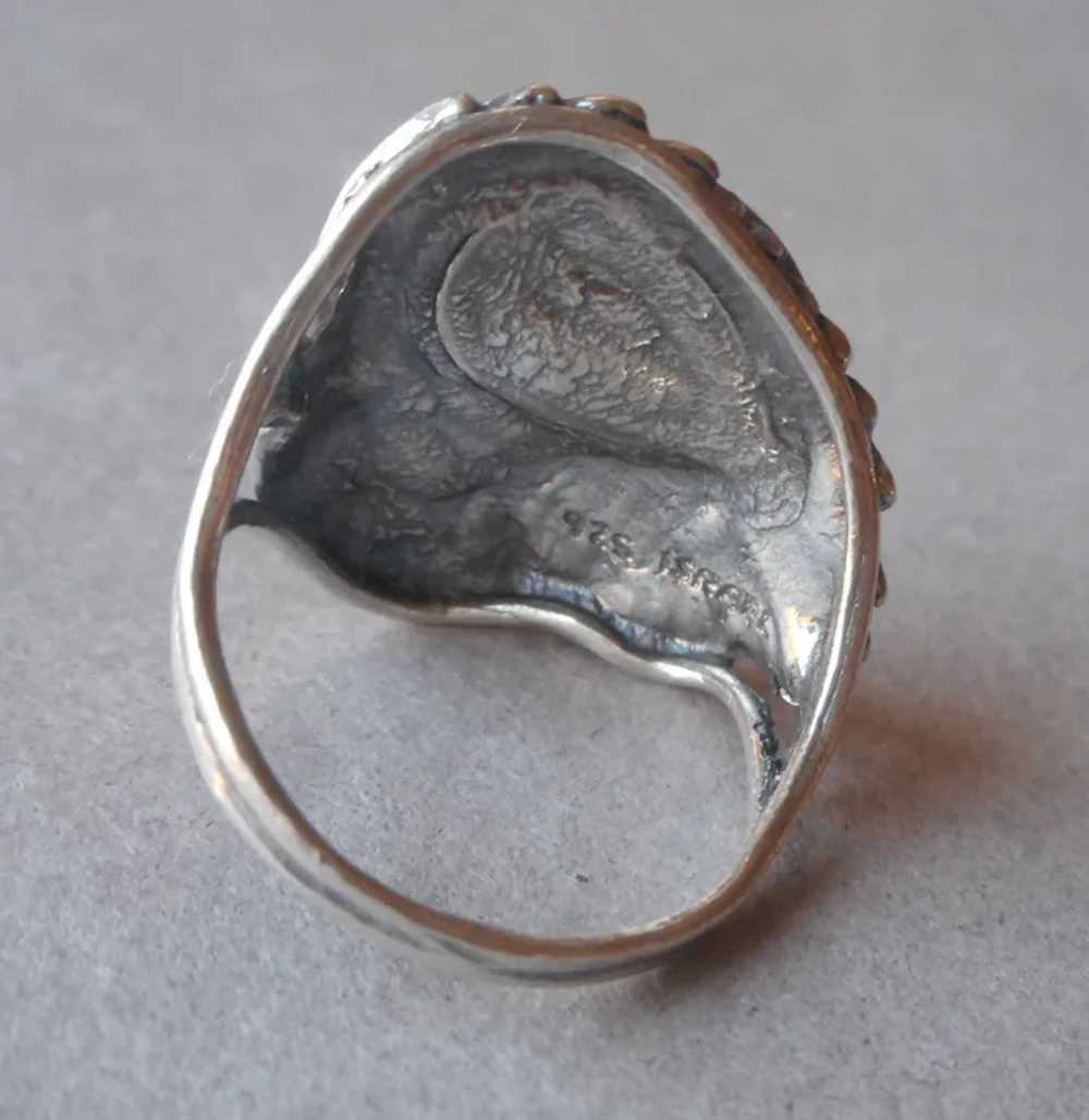Israel Sterling Silver Lab Opal Ring Leaf Form Si… - image 6