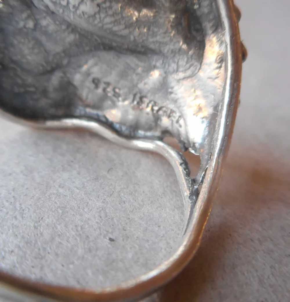 Israel Sterling Silver Lab Opal Ring Leaf Form Si… - image 7