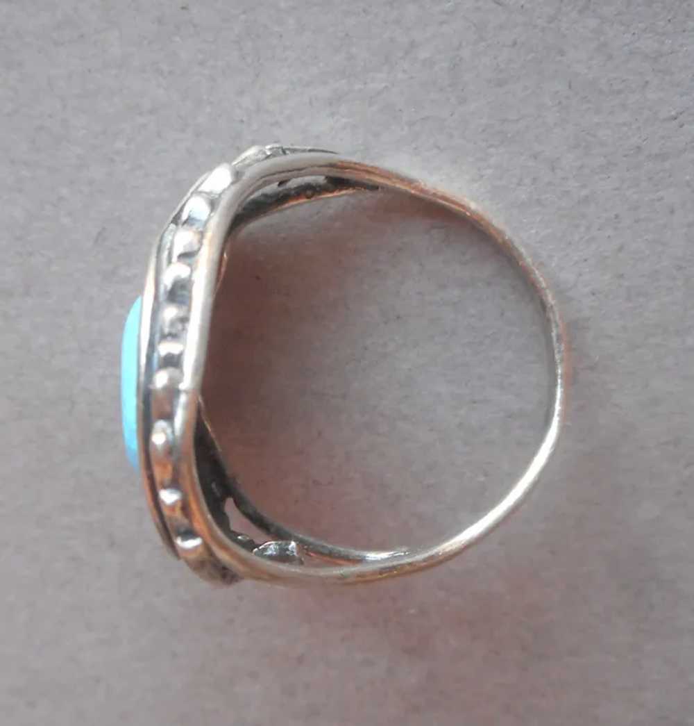 Israel Sterling Silver Lab Opal Ring Leaf Form Si… - image 8