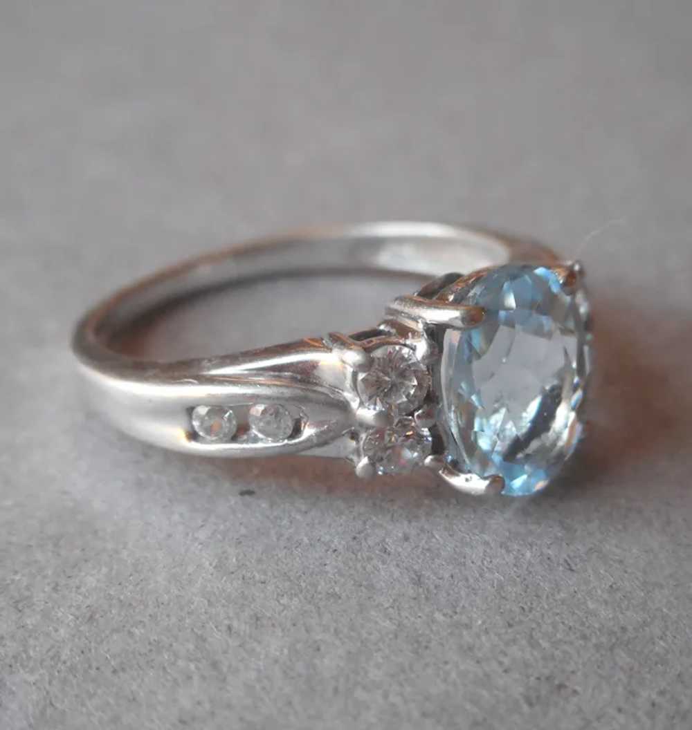 Sterling Silver Ring Pale Blue Oval Stone CZ Size… - image 2