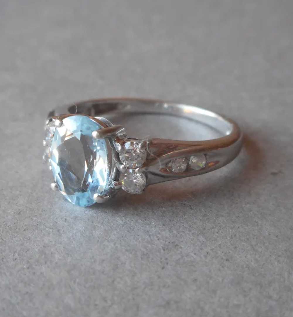 Sterling Silver Ring Pale Blue Oval Stone CZ Size… - image 3