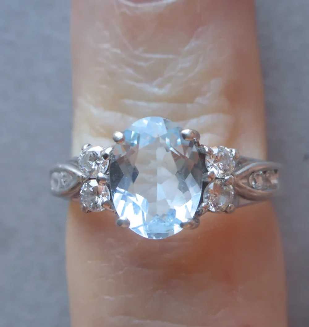 Sterling Silver Ring Pale Blue Oval Stone CZ Size… - image 7