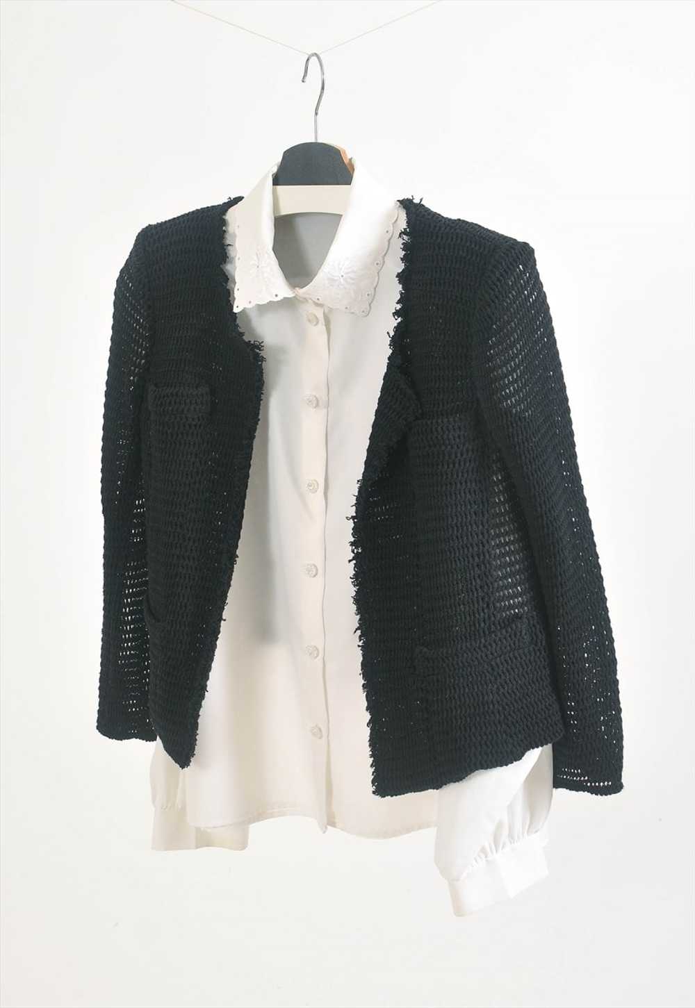 Vintage 90s open front crocheted jacket - image 4