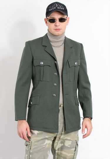 Vintage uniform jacket in khaki green army milita… - image 1