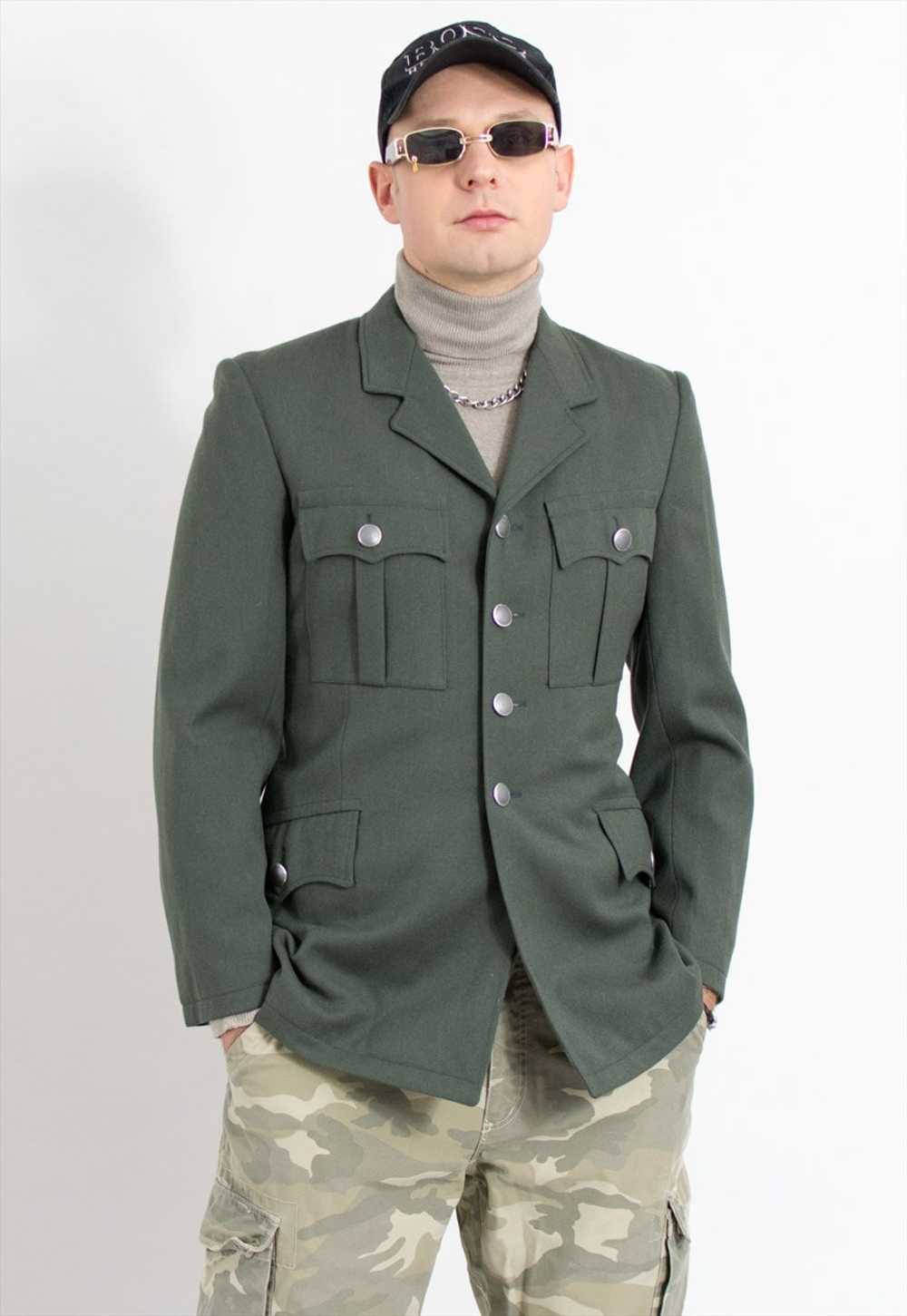 Vintage uniform jacket in khaki green army milita… - image 2