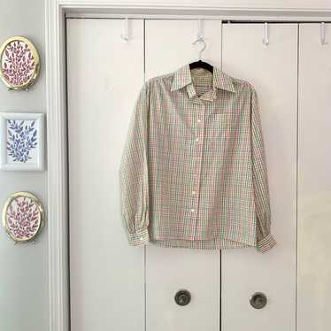 Vintage Dior Pastel Pinstripe Button Down Size 12 - image 1