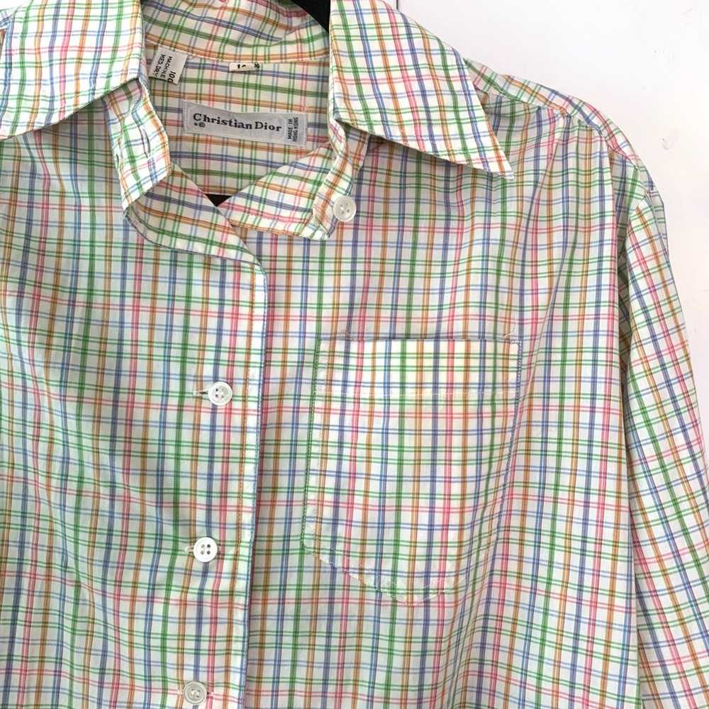 Vintage Dior Pastel Pinstripe Button Down Size 12 - image 4