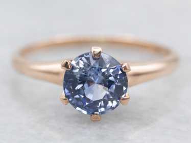 Yellow Gold Sapphire Solitaire Engagement Ring - image 1
