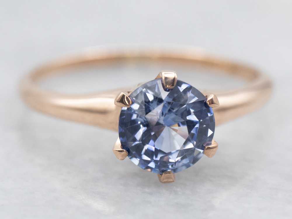 Yellow Gold Sapphire Solitaire Engagement Ring - image 2