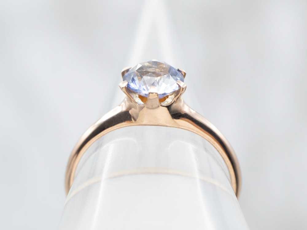Yellow Gold Sapphire Solitaire Engagement Ring - image 3