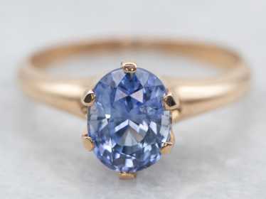 Yellow Gold Oval Cut Sapphire Engagement Ring - image 1