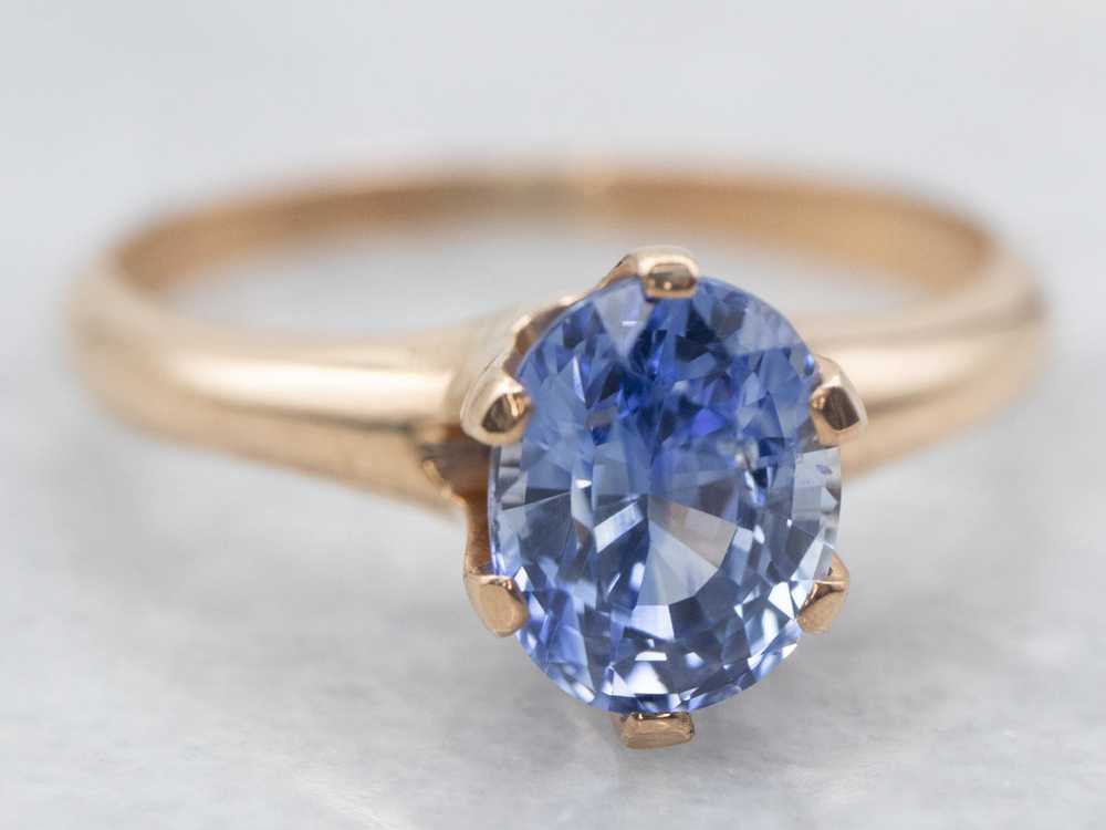 Yellow Gold Oval Cut Sapphire Engagement Ring - image 2
