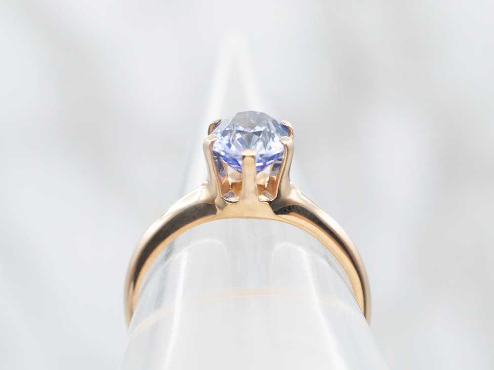 Yellow Gold Oval Cut Sapphire Engagement Ring - image 3