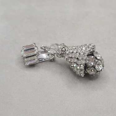 Vintage clear victorian dangle clip on earring - image 1