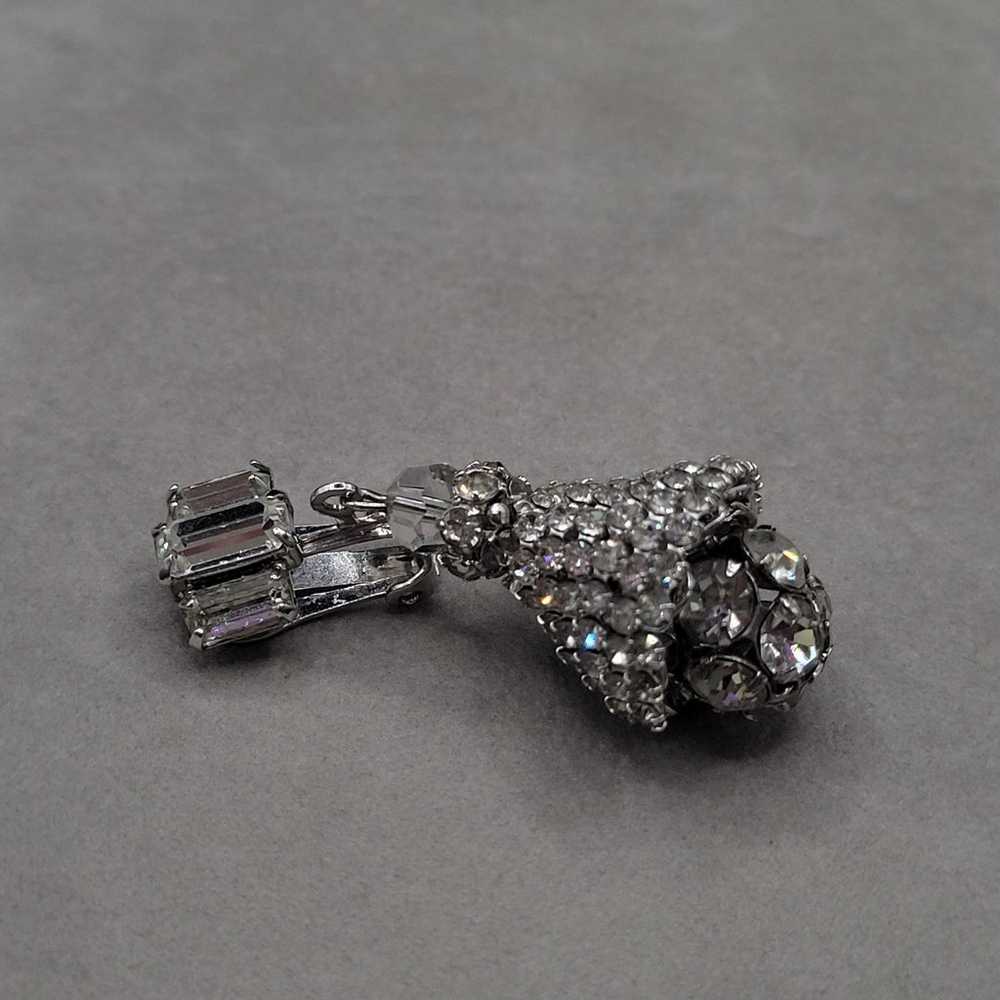 Vintage clear victorian dangle clip on earring - image 2