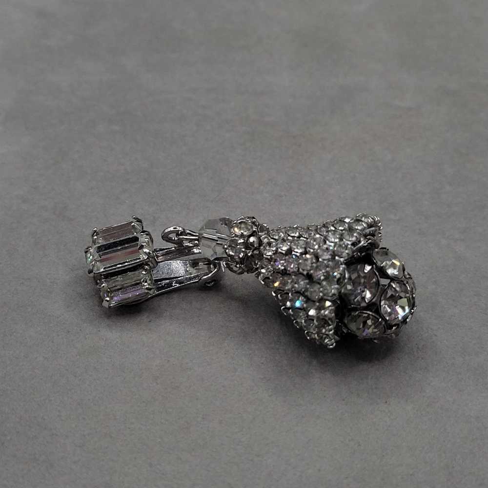 Vintage clear victorian dangle clip on earring - image 5