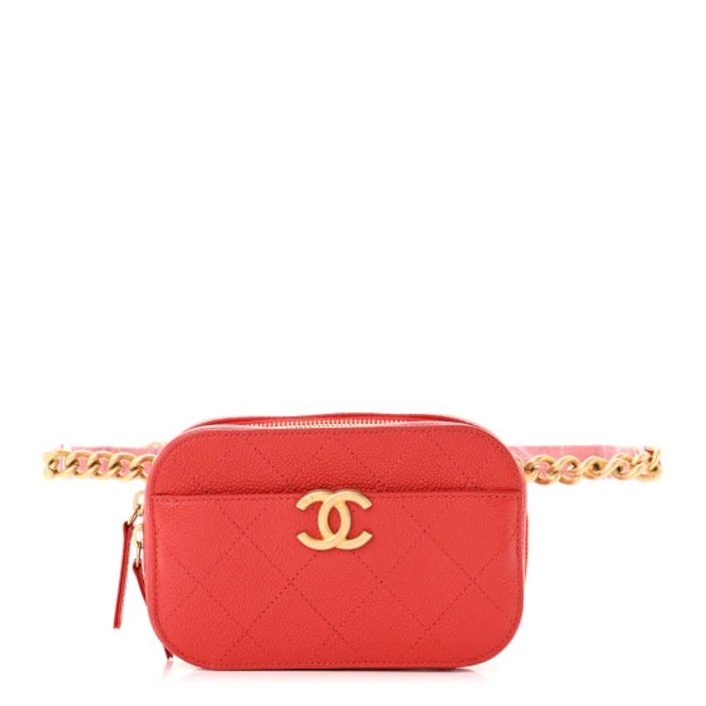 CHANEL Caviar Quilted Waist Bag Red - image 1