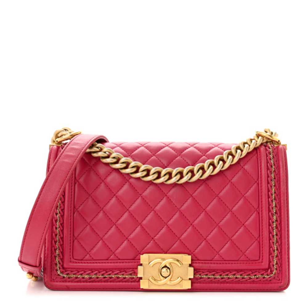 CHANEL Lambskin Quilted Medium Chain Detail Boy F… - image 1